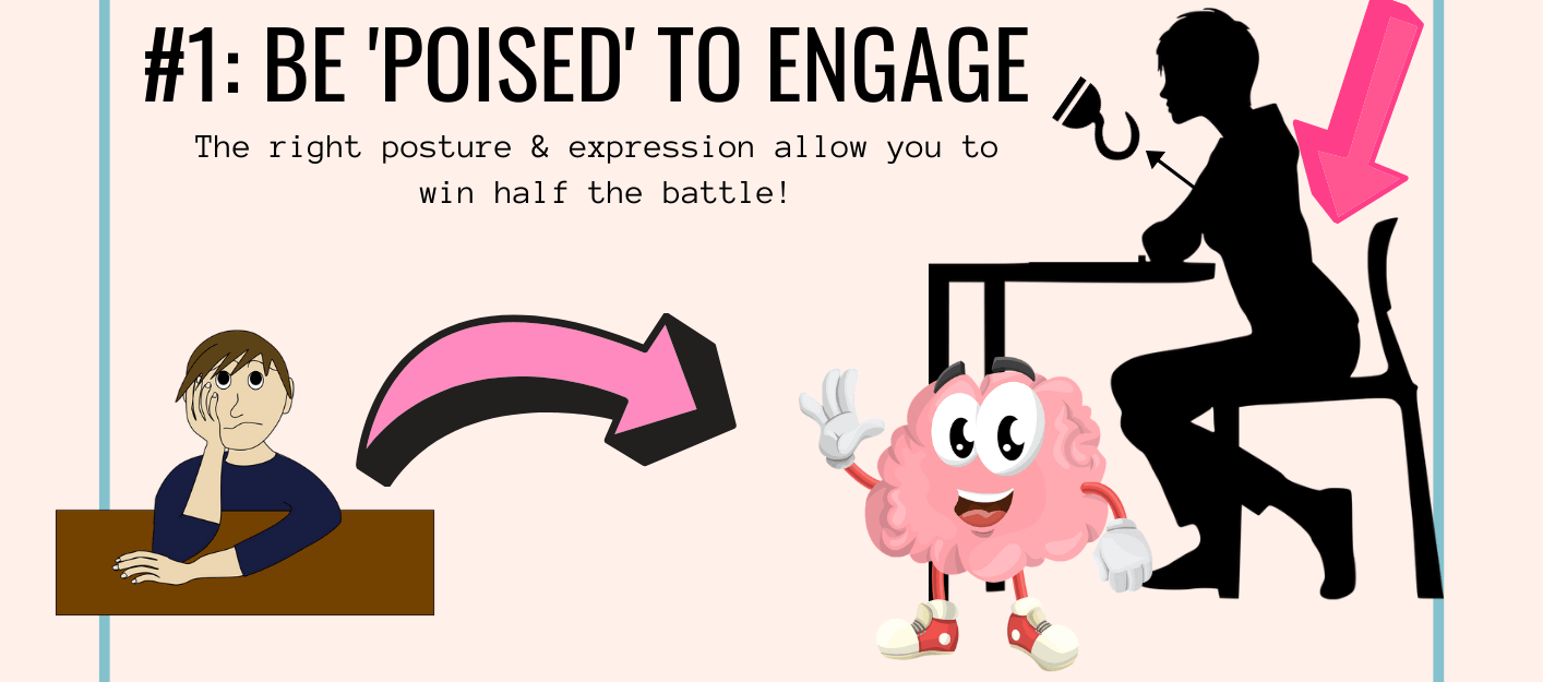 image of the best posture an interviewee should adopt where the chest is outwards signalling confidence and readiness to engage - dsa interview workshop tip number 1 on body language
